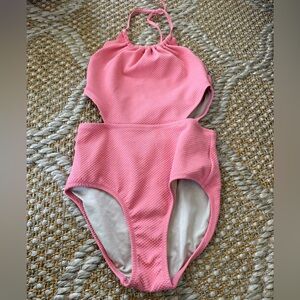 Old Navy Girls Cotal Pink One-Piece Swim Suit with Side Cutout